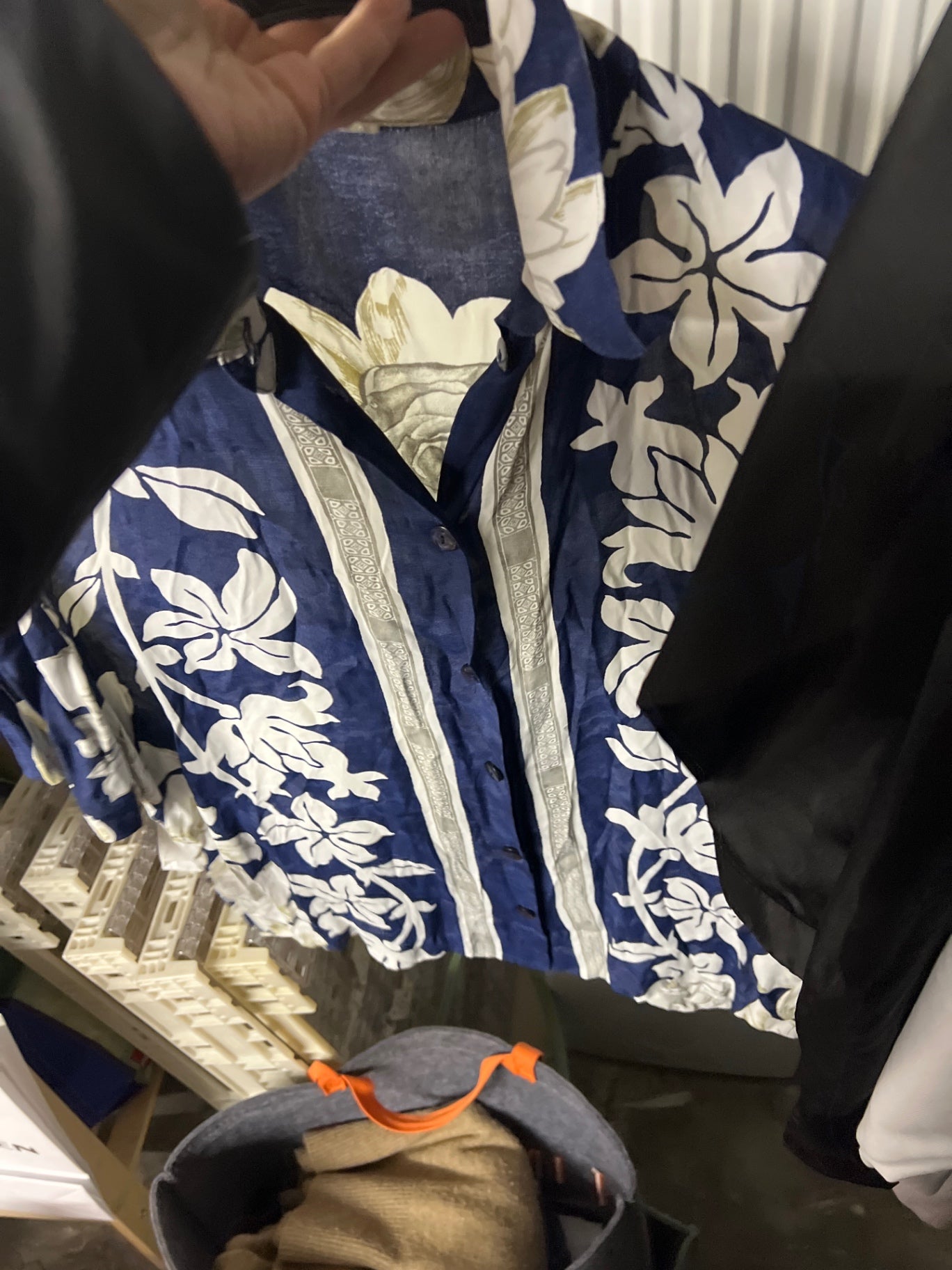 Hawaiian Shirt Blau und Weiß Größe: L