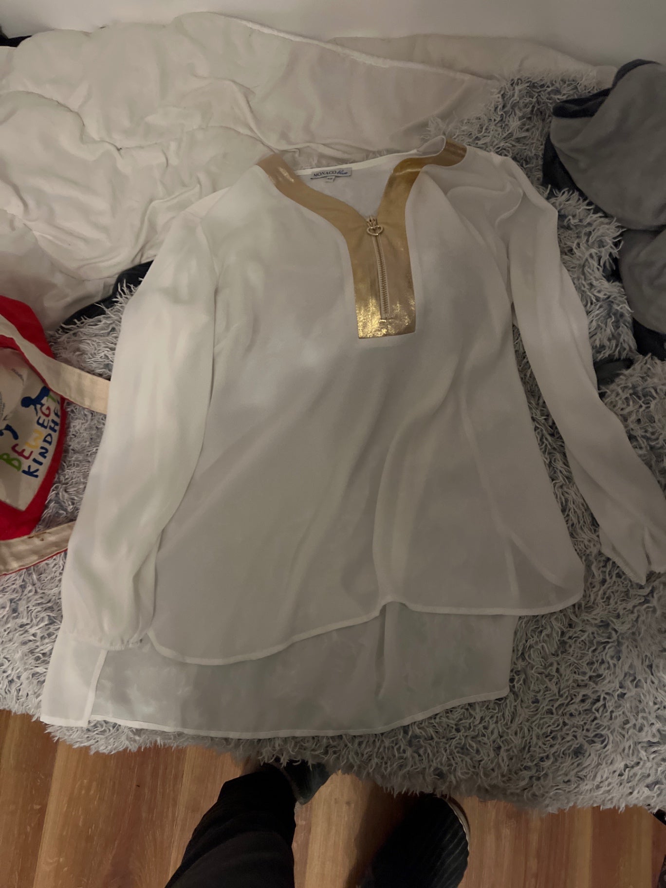 B-WARE (Make-Up) - Monaco Blue Bluse Weiß Größe: 42