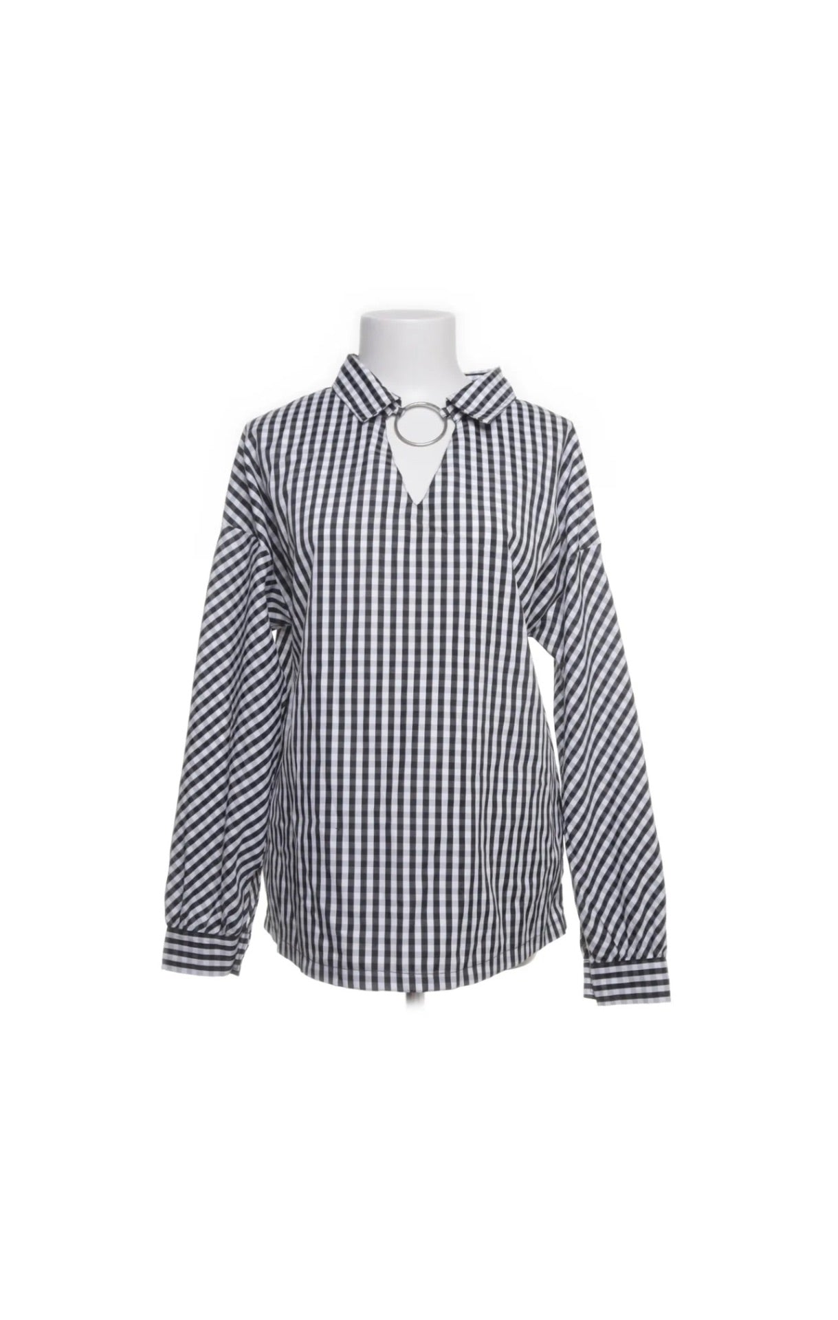 Boohoo Bluse Schwarz-weiß kariert Größe: 38