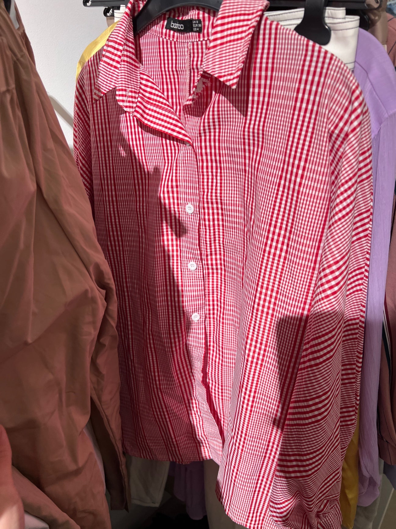 Boohoo Hemdkaro Rot und Weiß Größe: 36