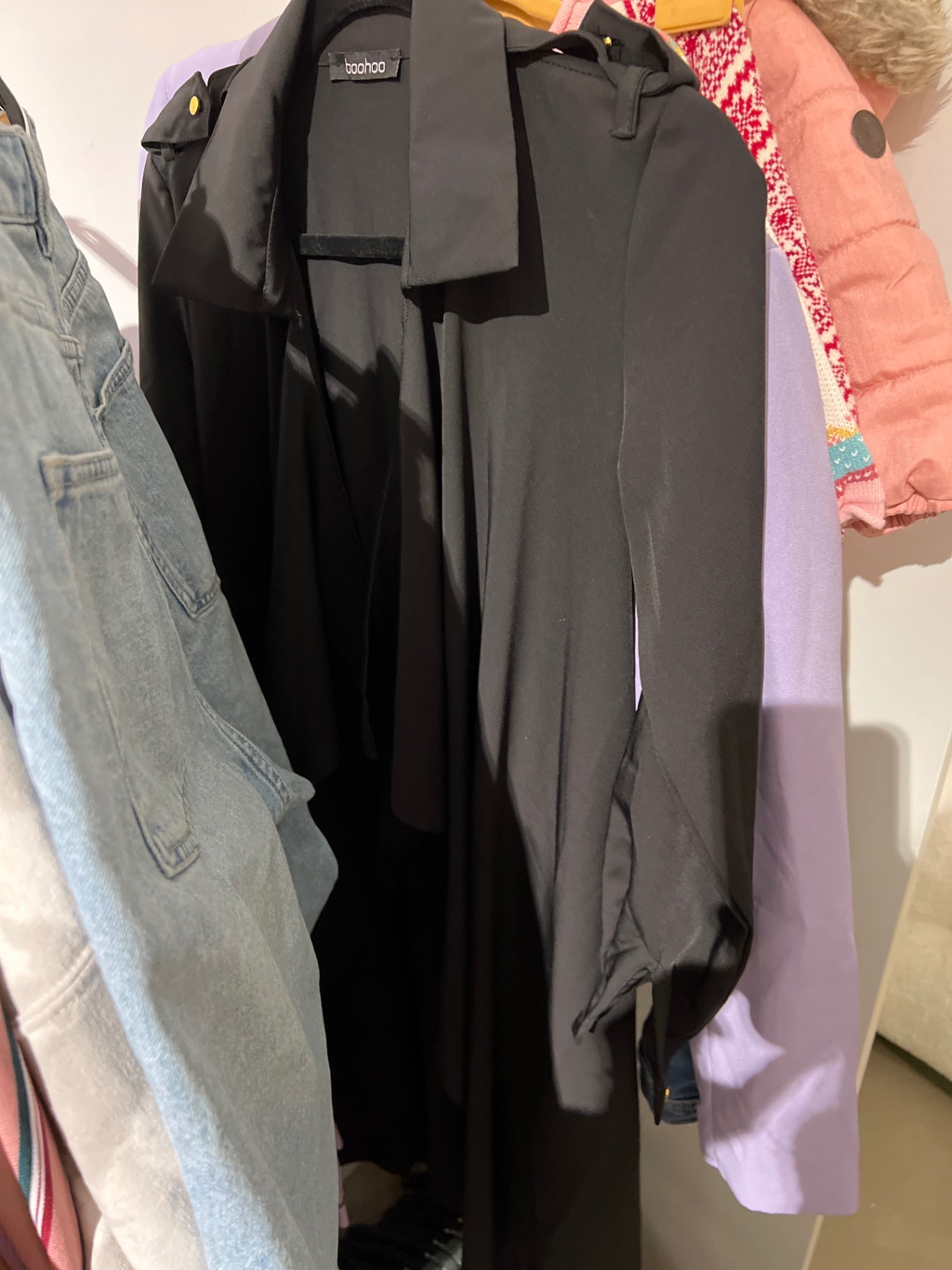 Boohoo Mantel Schwarz Größe: M