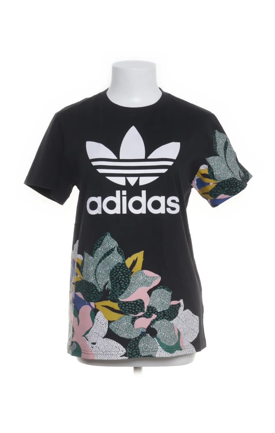 Adidas T-Shirt Schwarz bunten Blumen Größe: 32