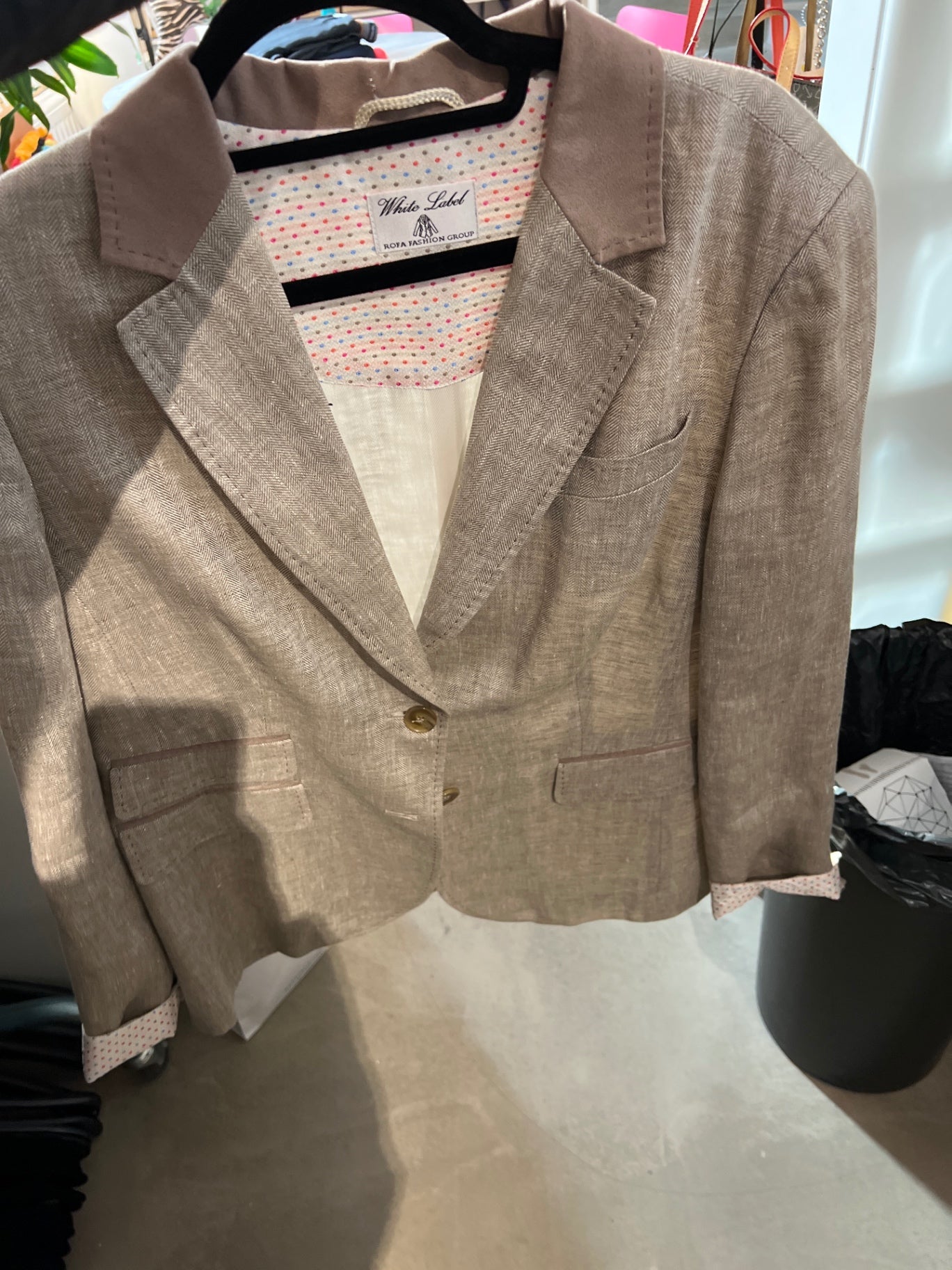White Label Blazer 100% Leinen Beige Größe: L