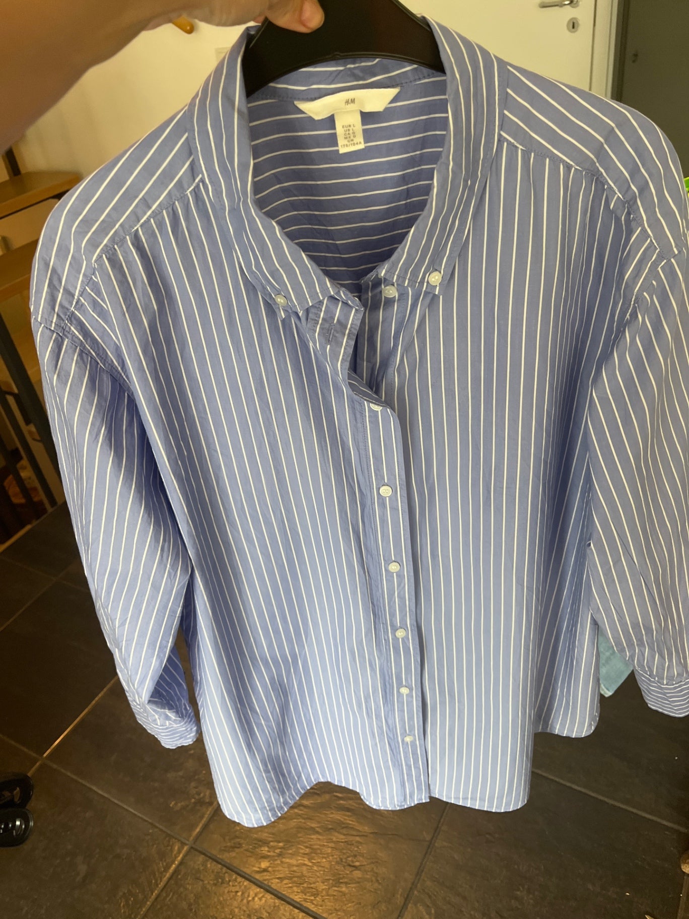 H&M Hemd Blau mit Streifen Größe: L