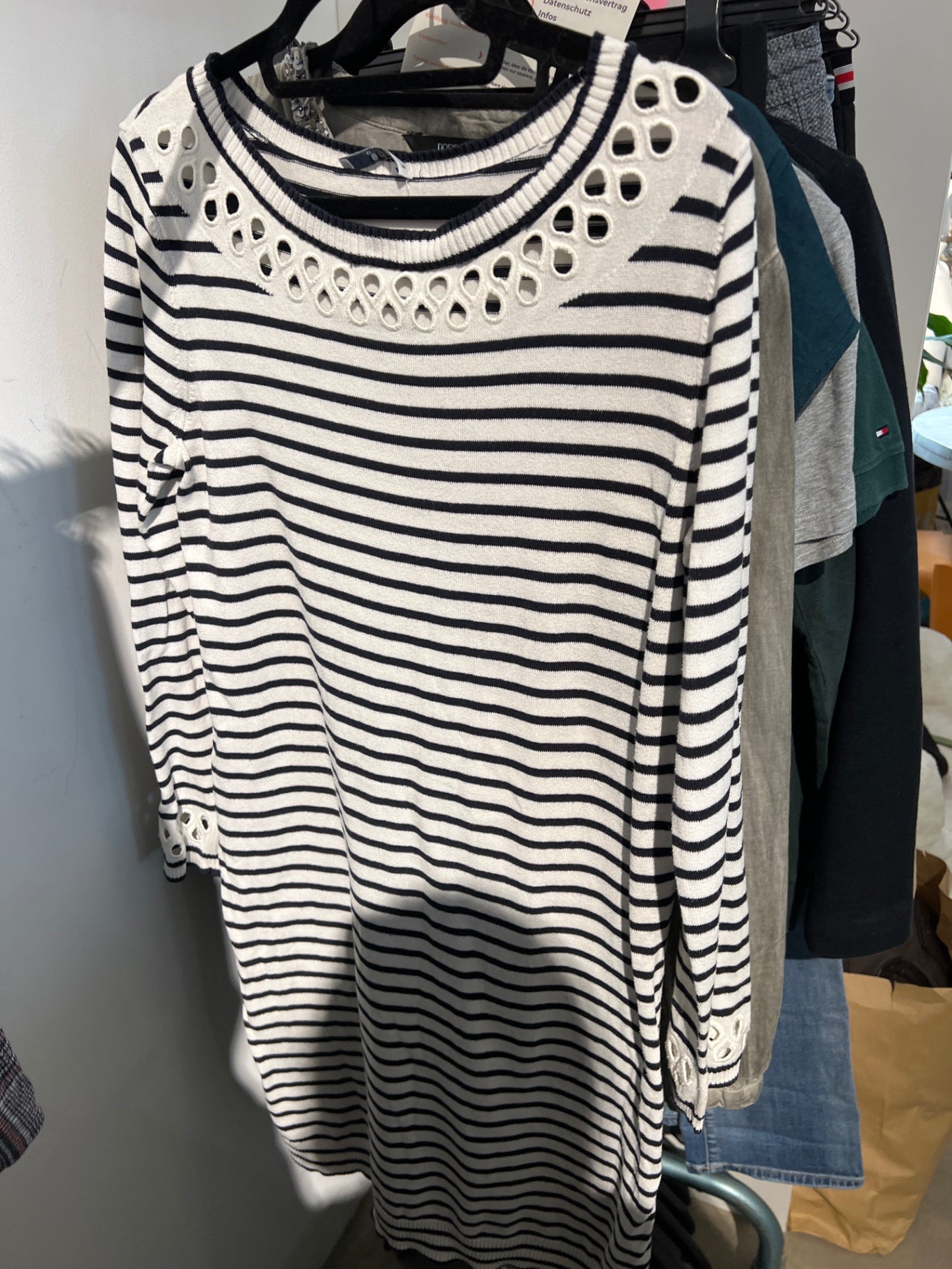 EDC Kleid Weiß/Marineblau gestreift Größe: M