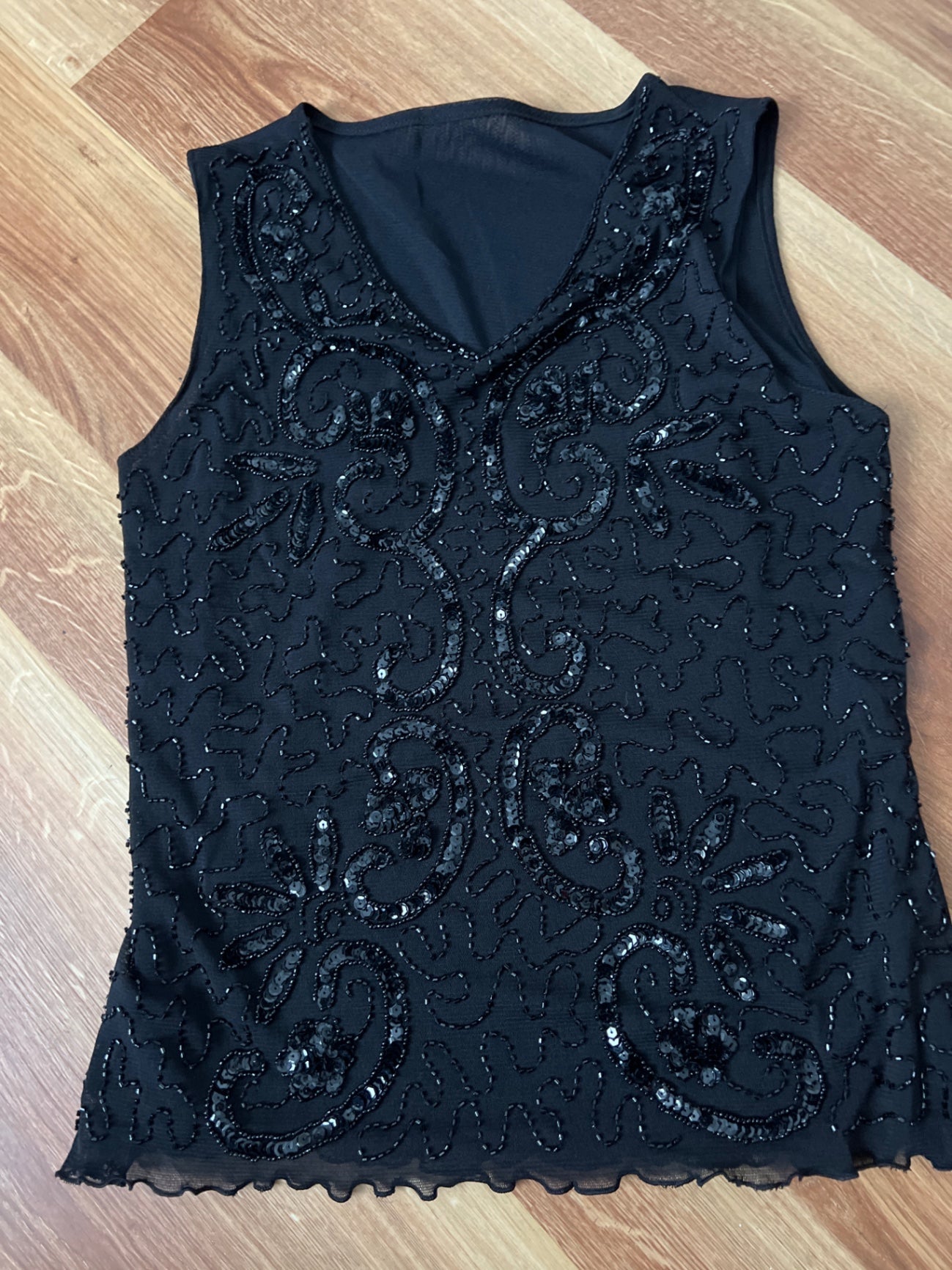Pailetten Shirt Schwarz Größe: S