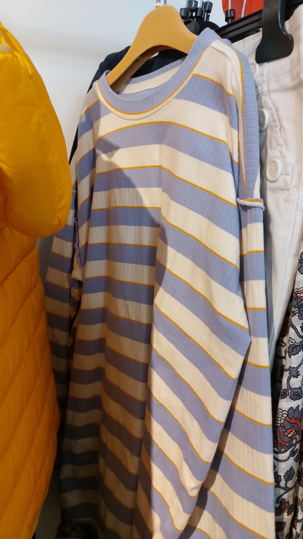 Hema Langarmshirt Blau/weiß/gelb Gr: 158/164