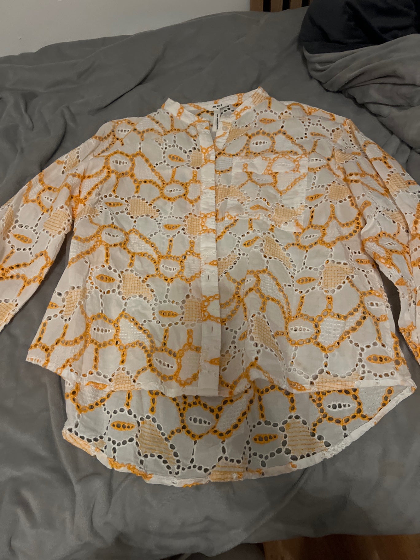 Object Bluse Weiß Orange Größe: S