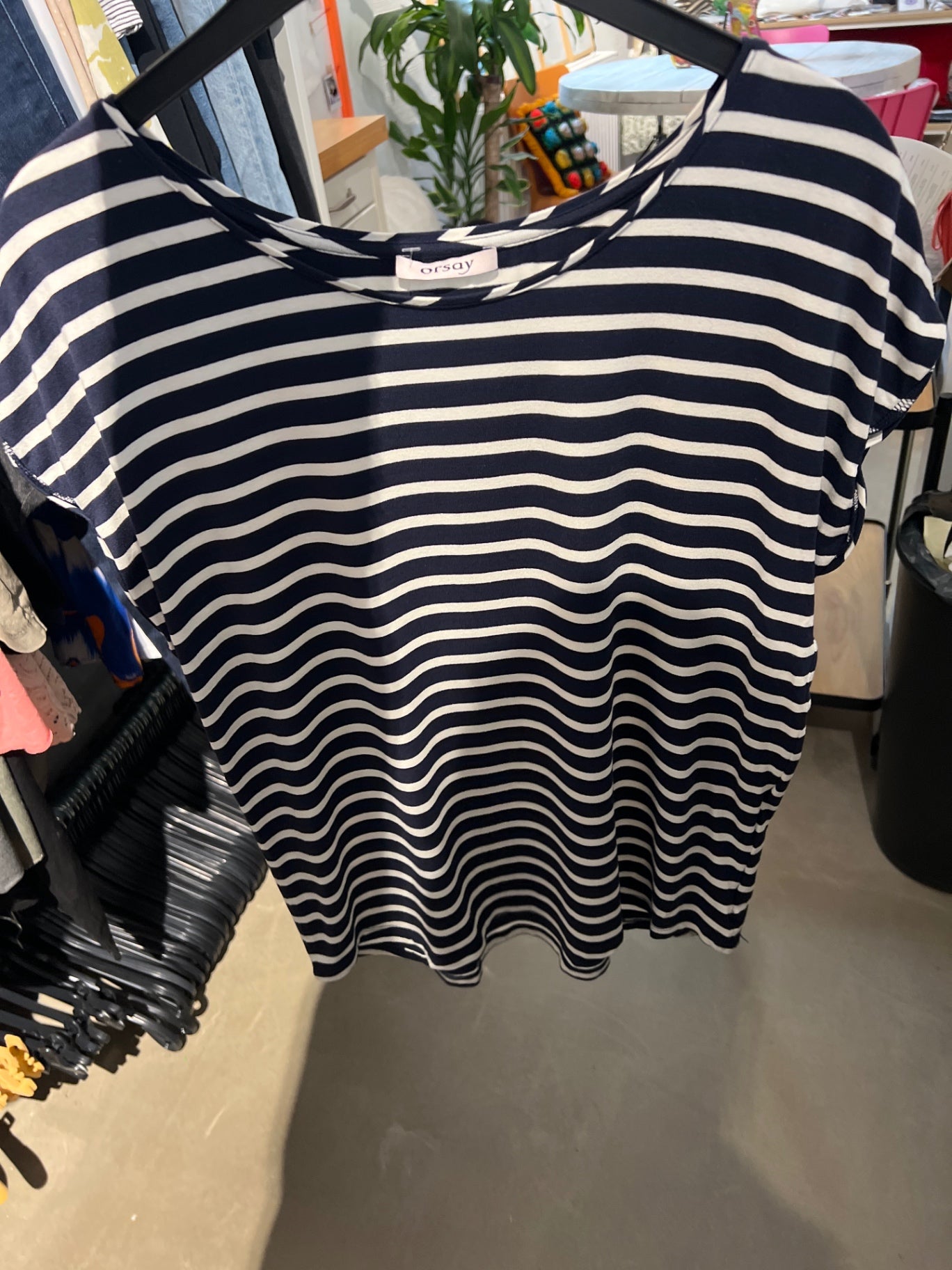 Orsay T-Shirt Navy Blau Weiß Größe: M