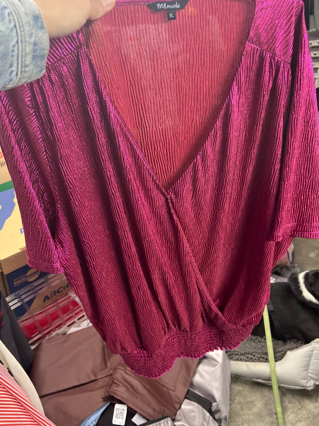 MS mode Bluse Fuchsia Größe: XL