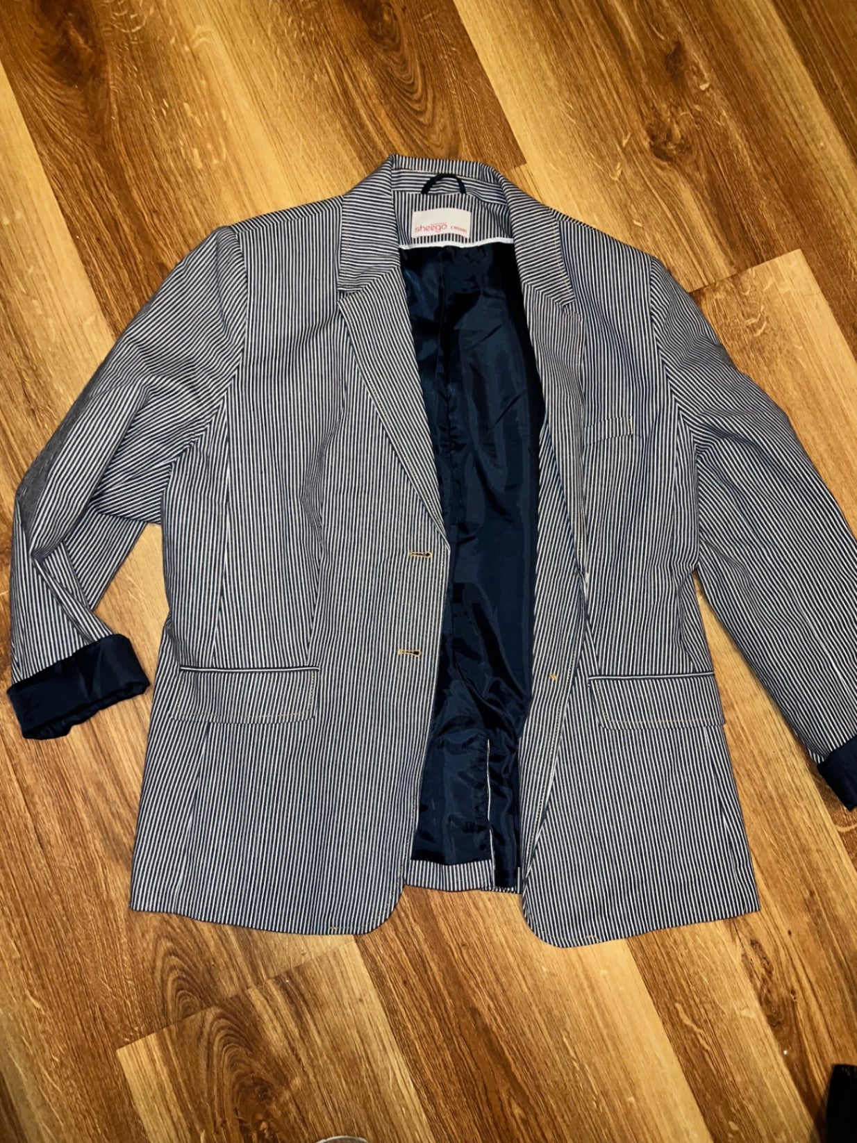 sheego Blazer Blau-weiß gestreift Größe: 44