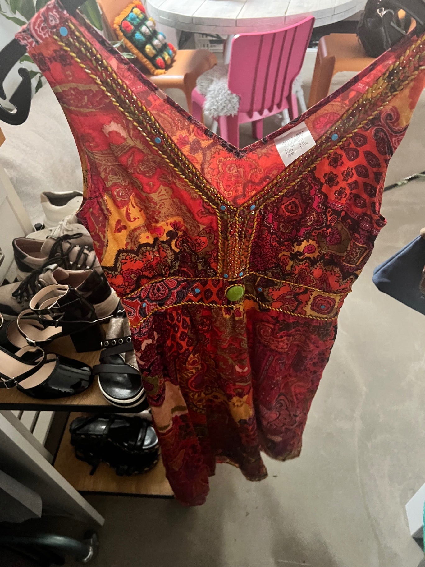 Kleid Rot Bunt Größe: 40