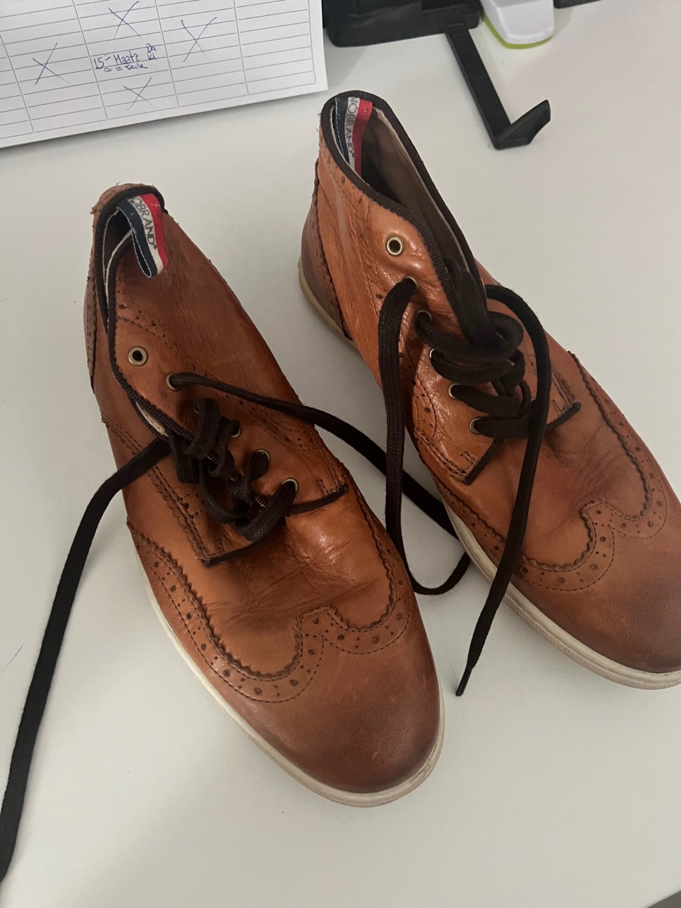 NOBRAND Lederschuhe Hellbraun Größe: 39