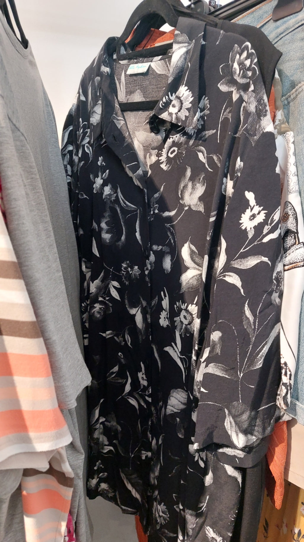Ulla Popken Hemd Schwarz/Weiß Größe: 58/60