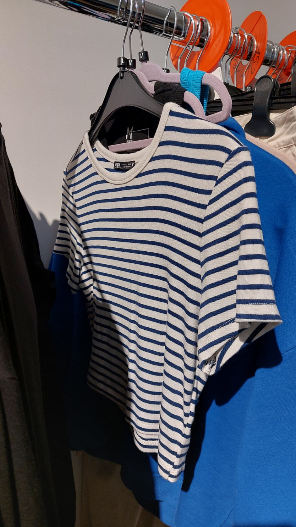 T-Shirt Blau-Weiß gestreift Größe: L
