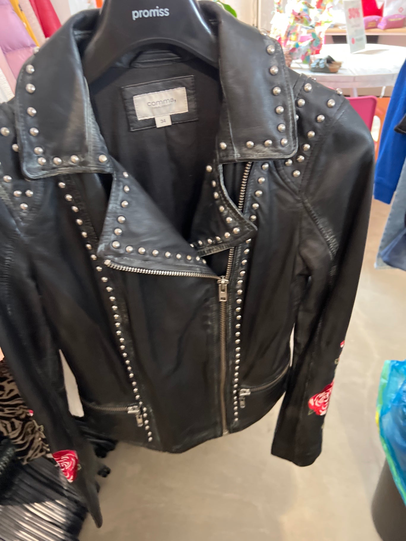 Comma, Lederjacke Schwarz Größe: XS