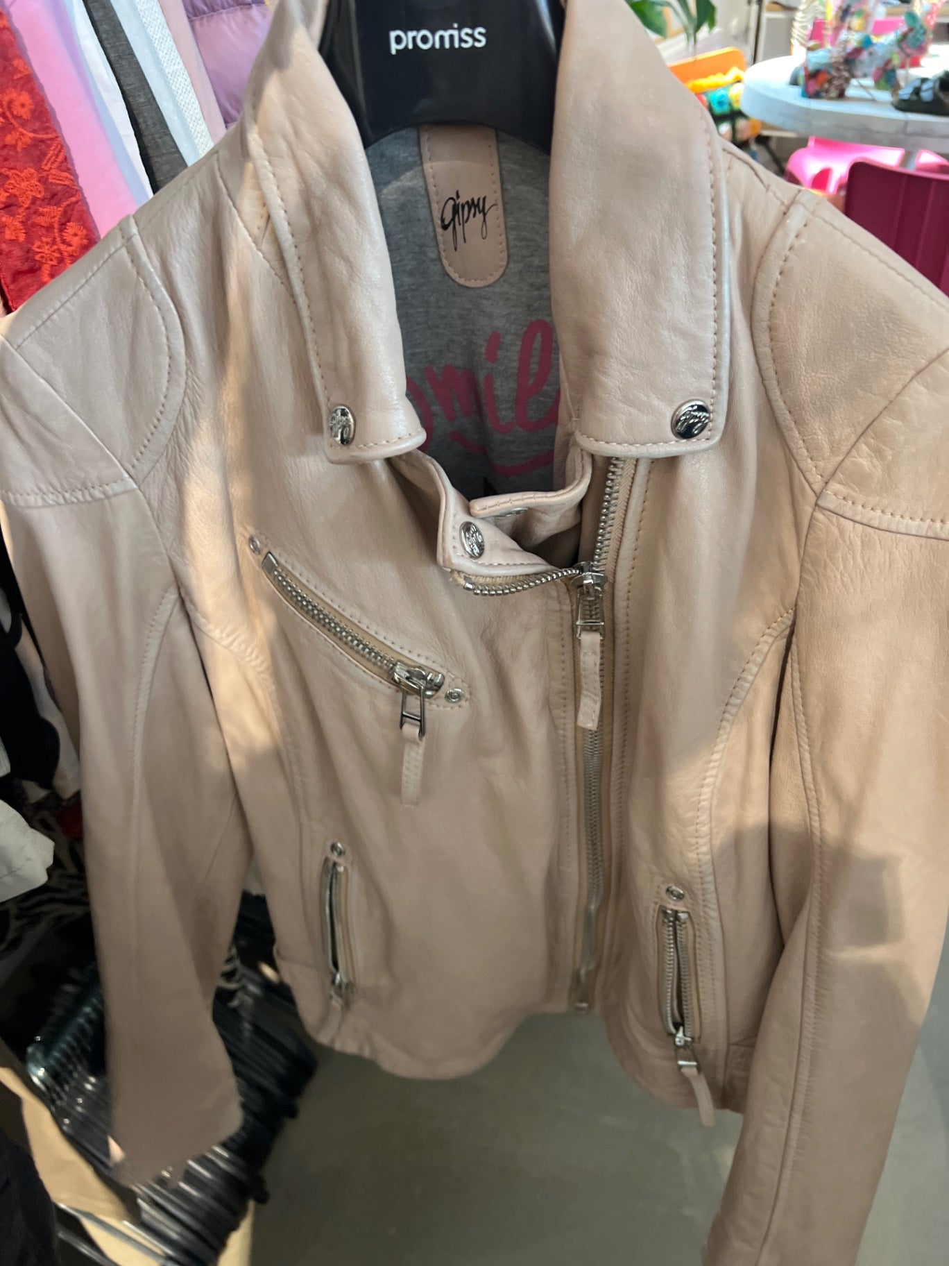 Gip Lederjacke Rosa Größe: S