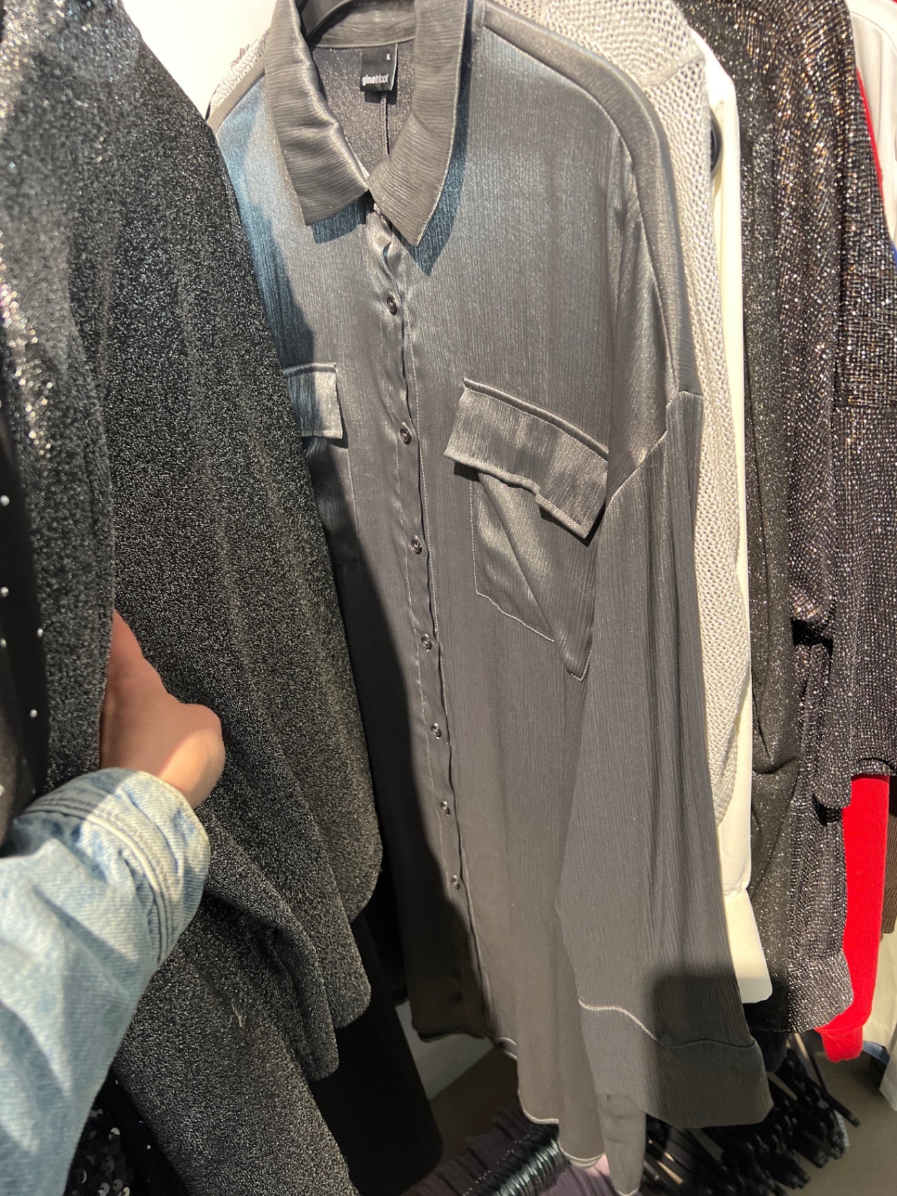 Gina Tricot Hemdkleid Grau Größe: XL