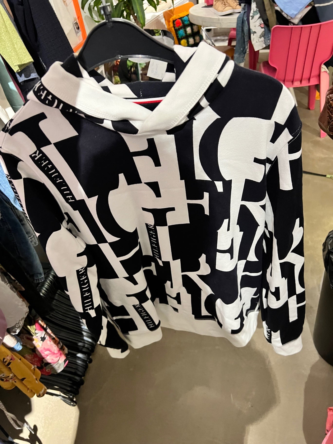 HILFIGER Sweatshirt Schwarz Weiß Größe: M