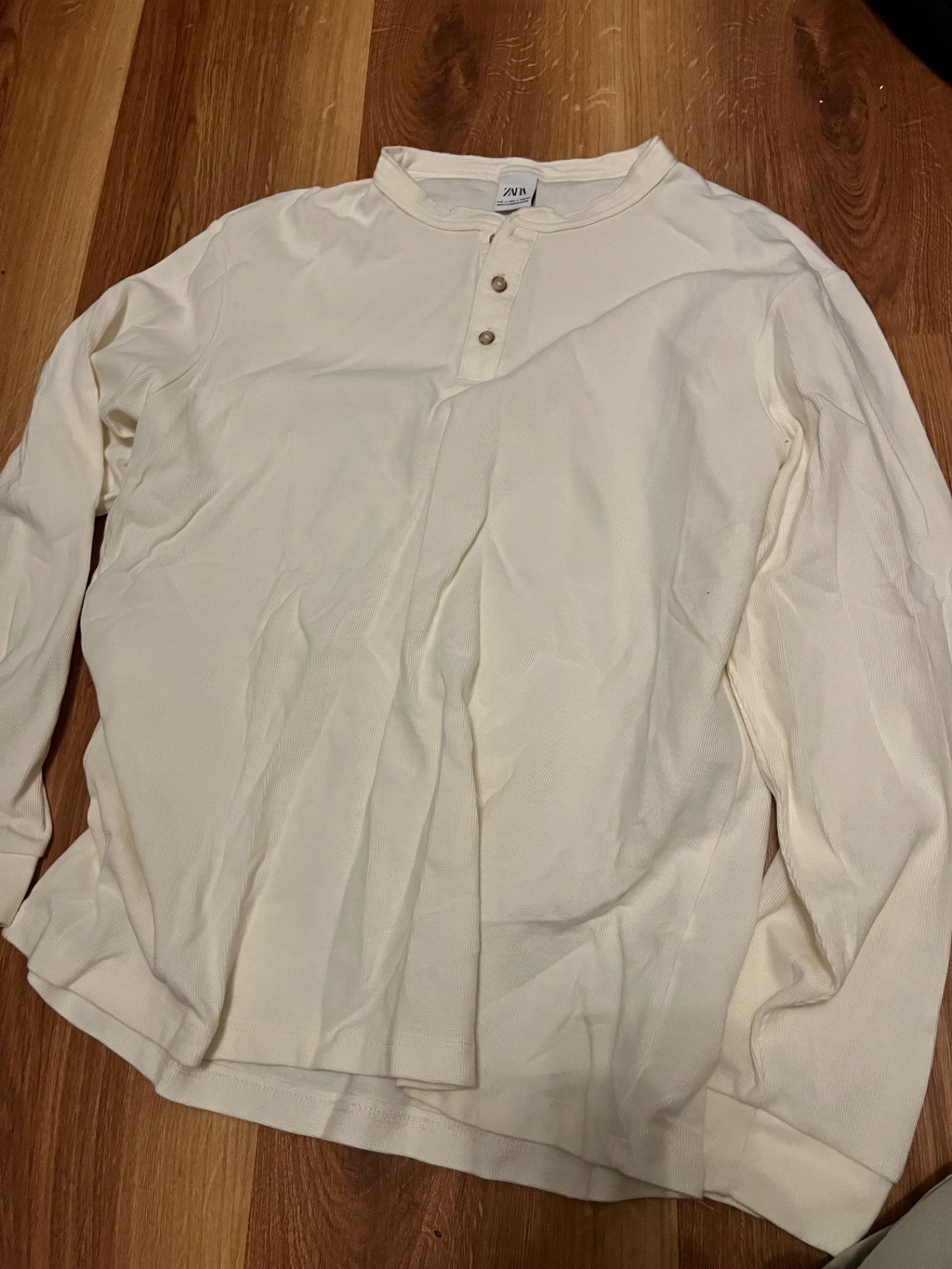 Zara Man Henley-Hemd Weiß Größe: L