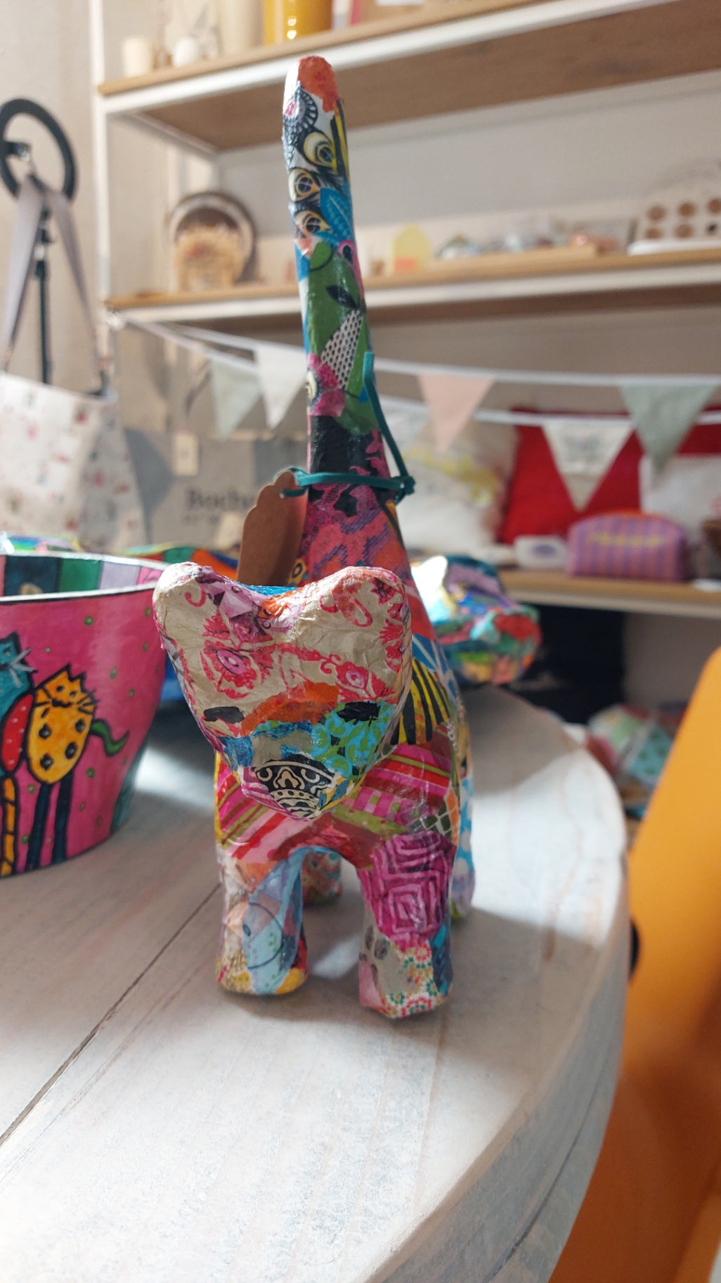 UPCYCLING Holzdeko Katze Bunt
