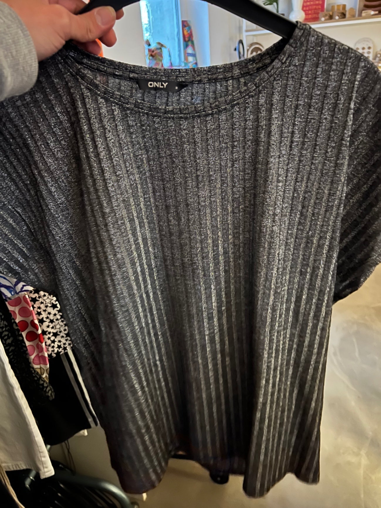 ONLY T-Shirt Silber Gr.: M