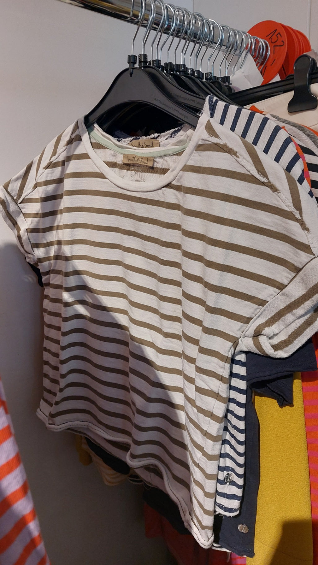 Smith & Soul T-Shirt Grün/Weiße Streifen Gr.: S