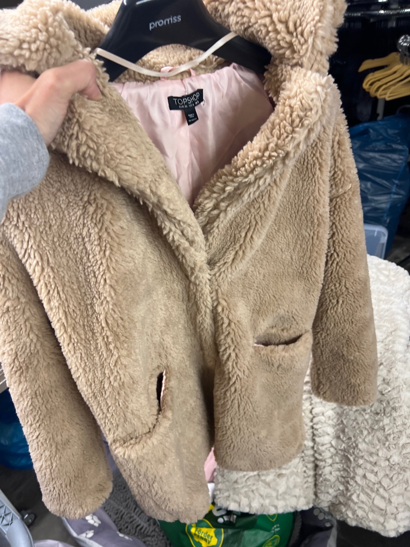 TOPSHOP Teddymantel Beige Gr.: S
