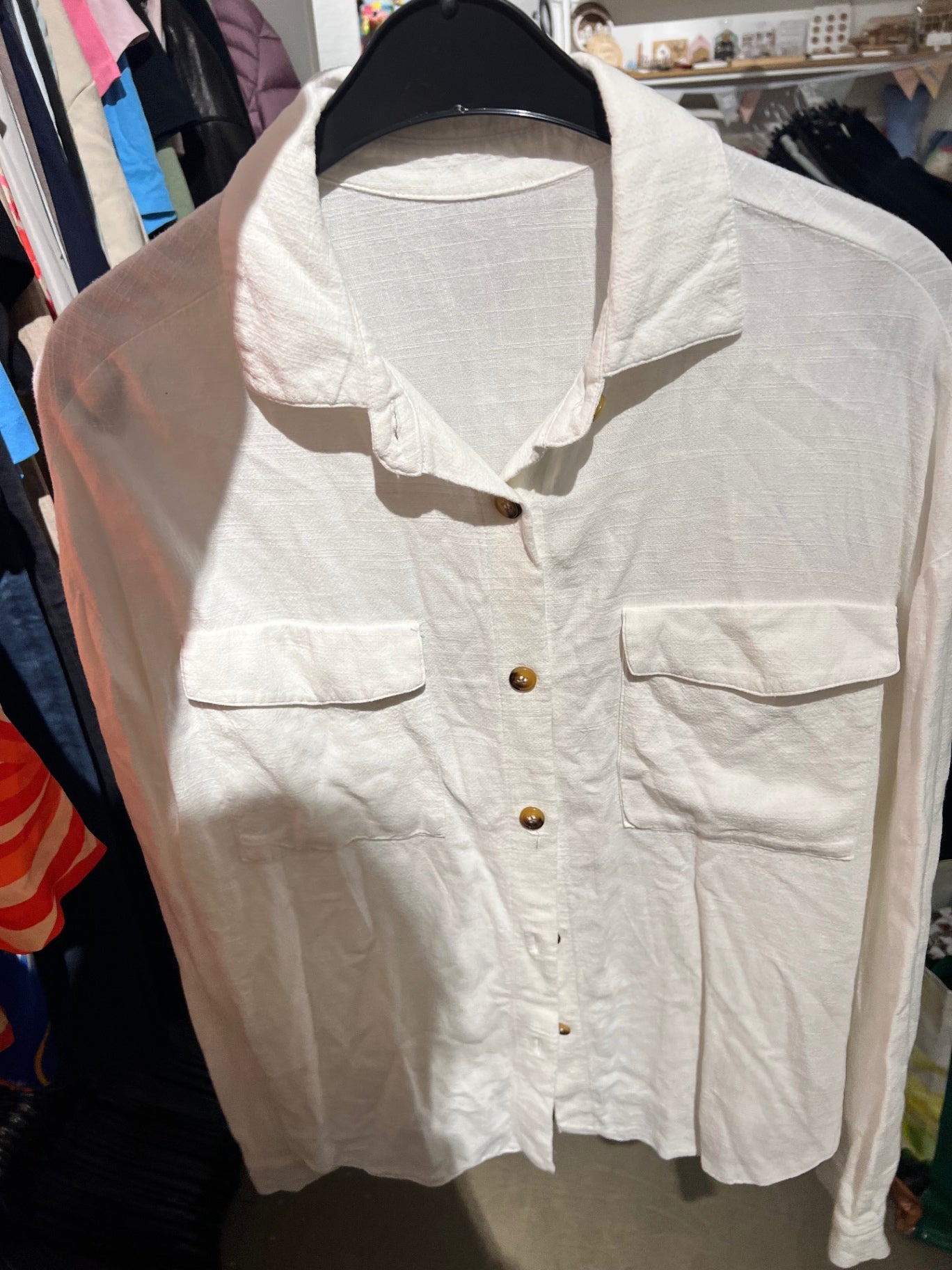 Asos Hemd Leinen Weiß Gr.: S