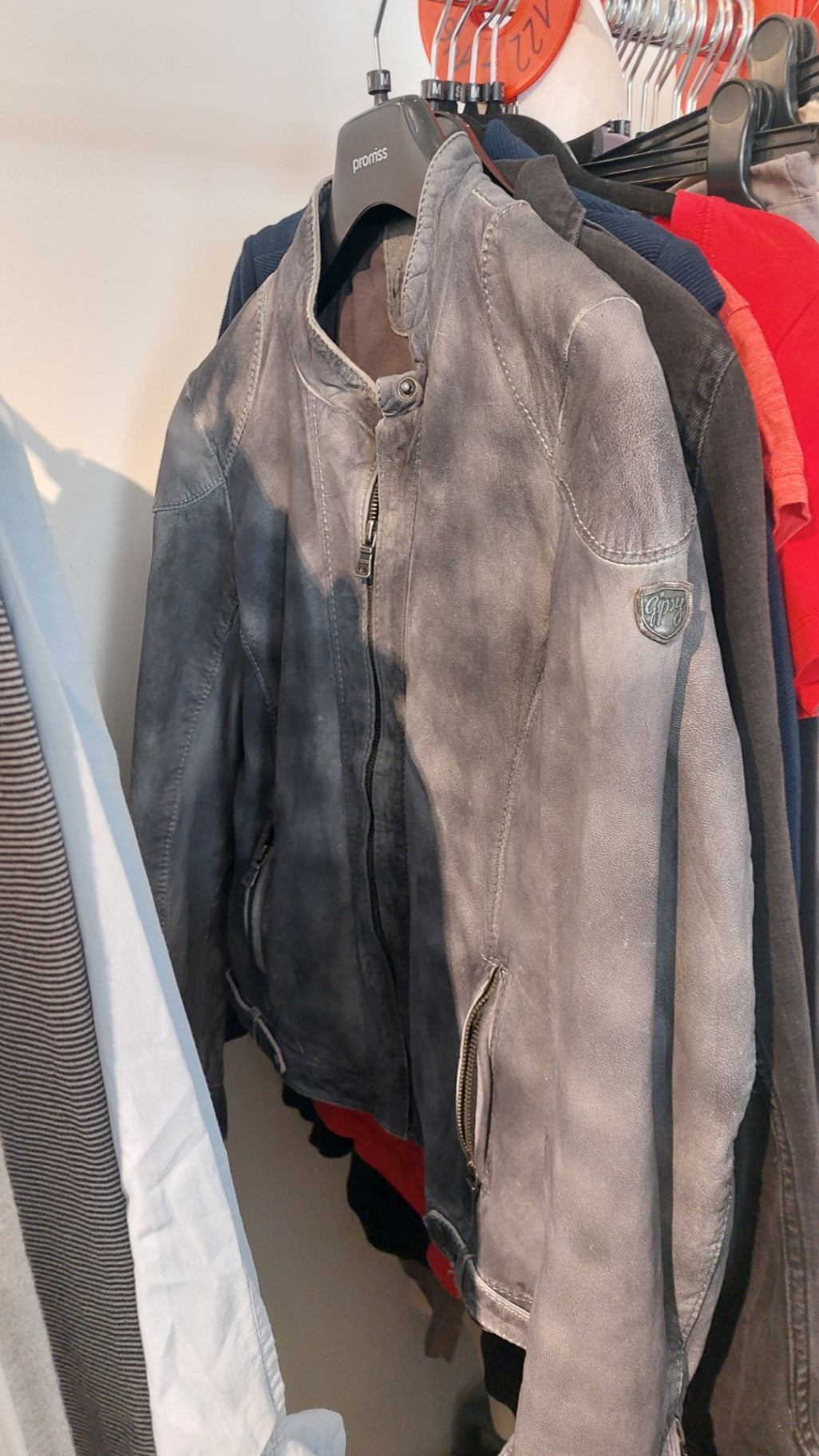 Gipsy Lederjacke Grau Gr.: M