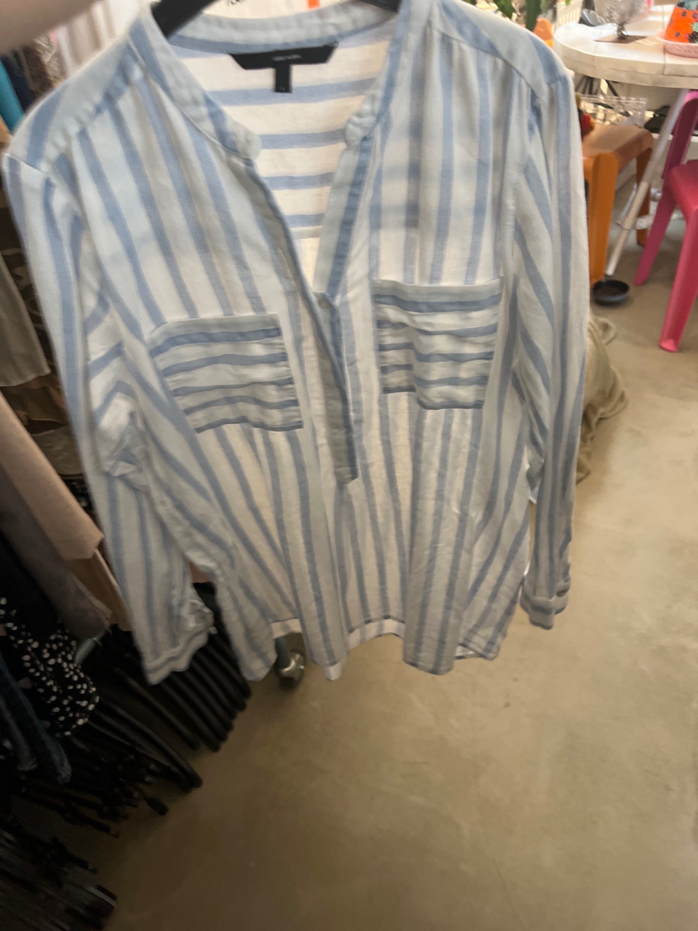 VERO MODA Bluse Blau-Weiß Gr.: L