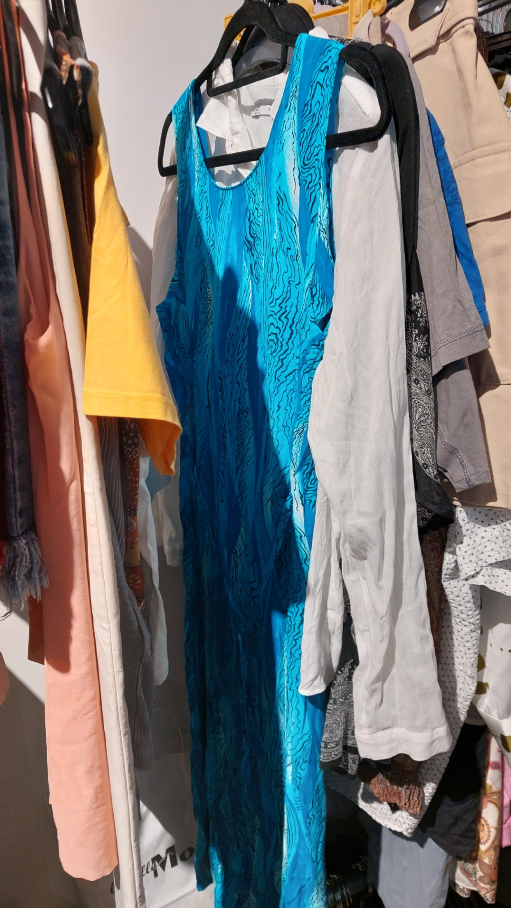 Canda Kleid Blau mit schwarzen Mustern Gr.: M / L