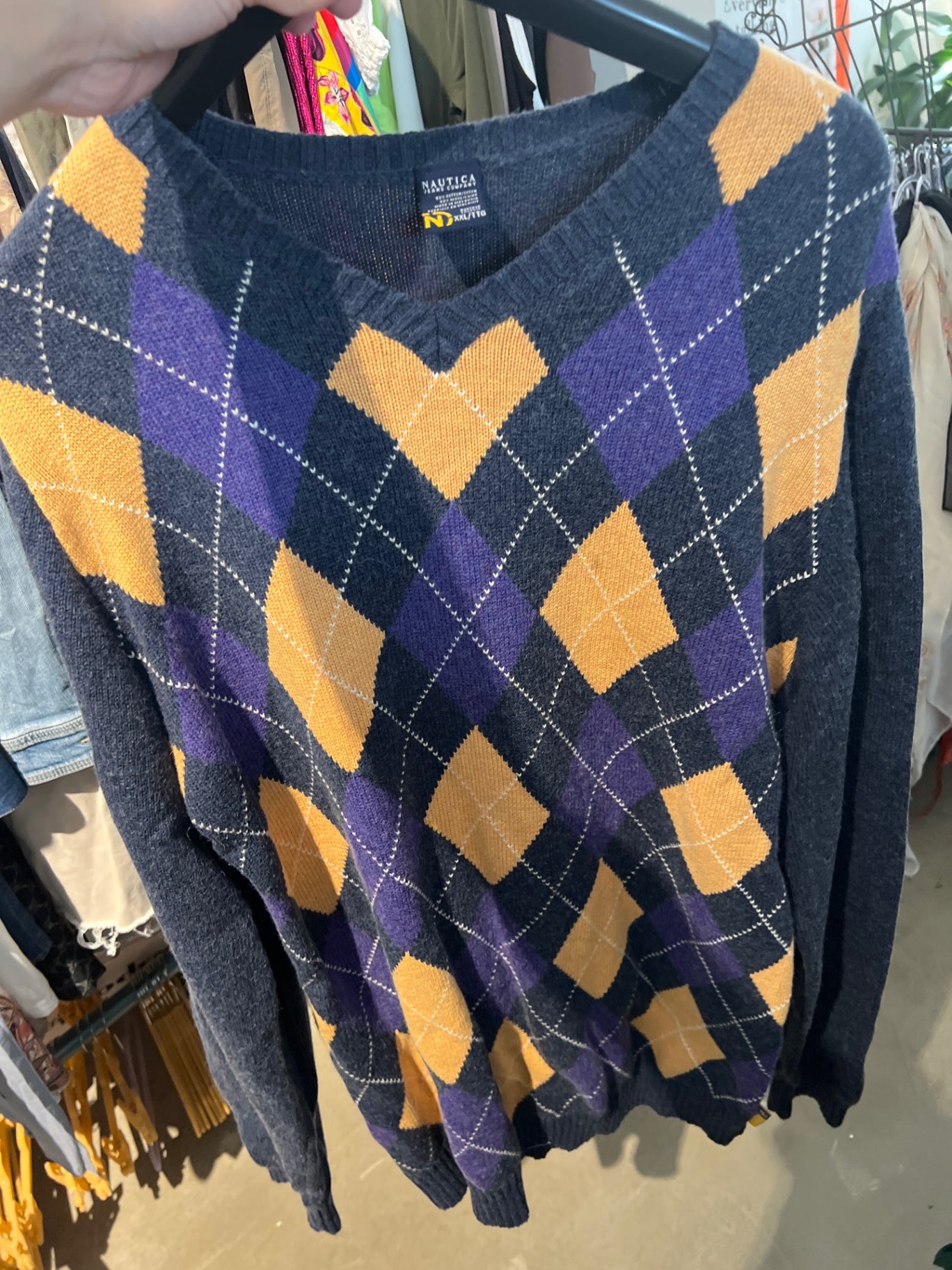 Nautica Pullover Lila Gelb Gr.: XXL
