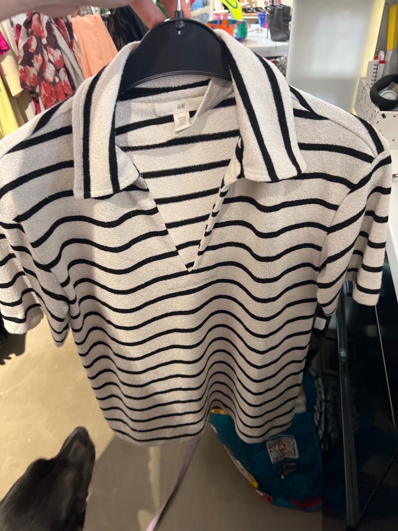 H&M T-Shirt Weiß Streifen Gr.: XS