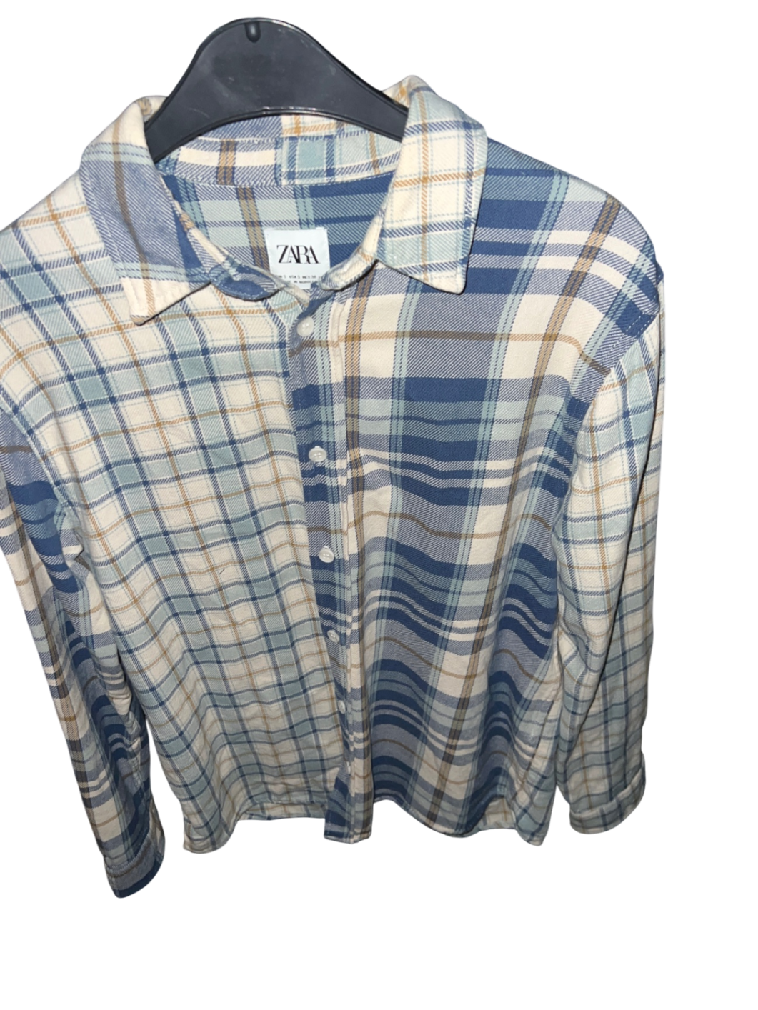 Zara Hemd Blau, Creme, Hellgelb Gr.: S
