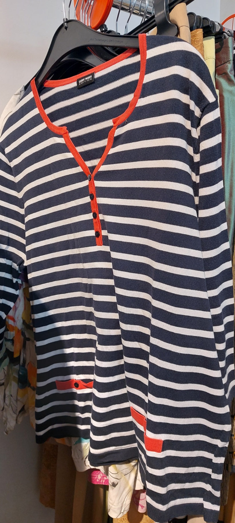 Gerry Weber Langarmshirt Marineblau und Weiß Gr.: XXL