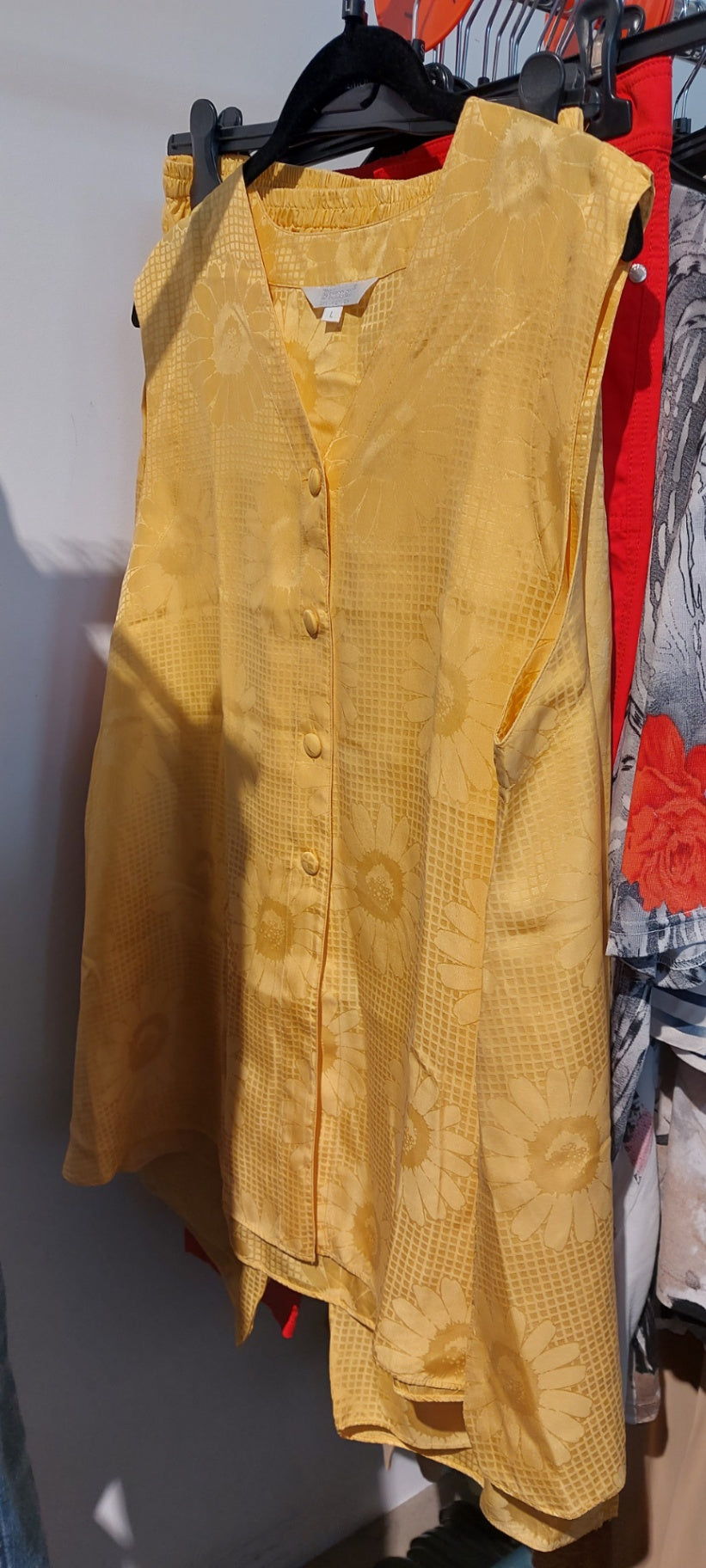 Ärmellose Bluse 100% SEIDE Gelb Gr.: L