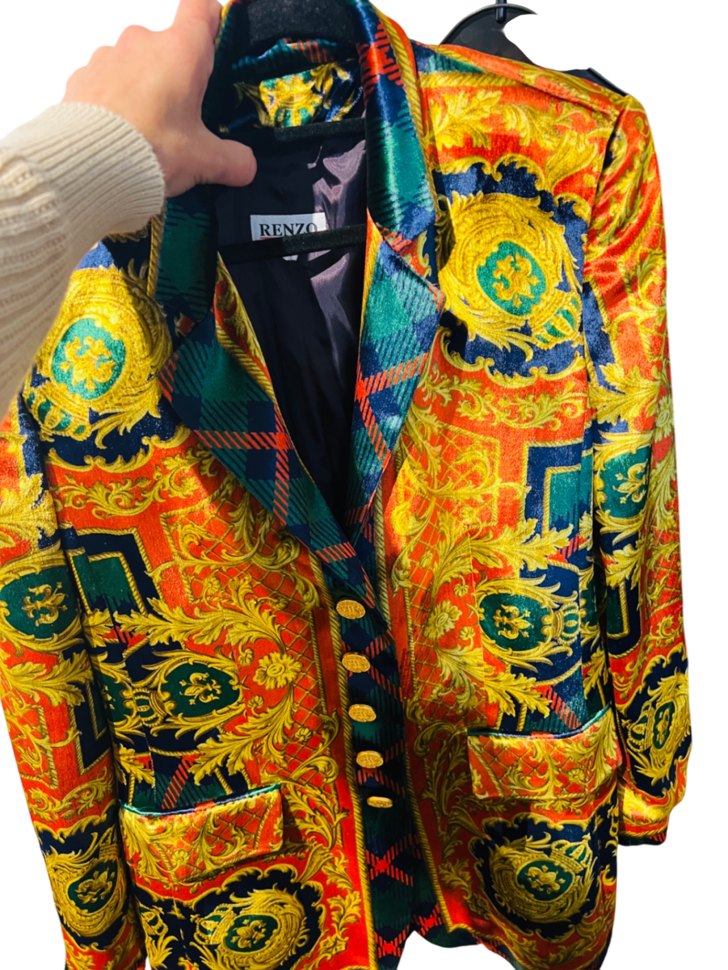 Renzo Vintage Blazer Orange m. Seide Gr.: L