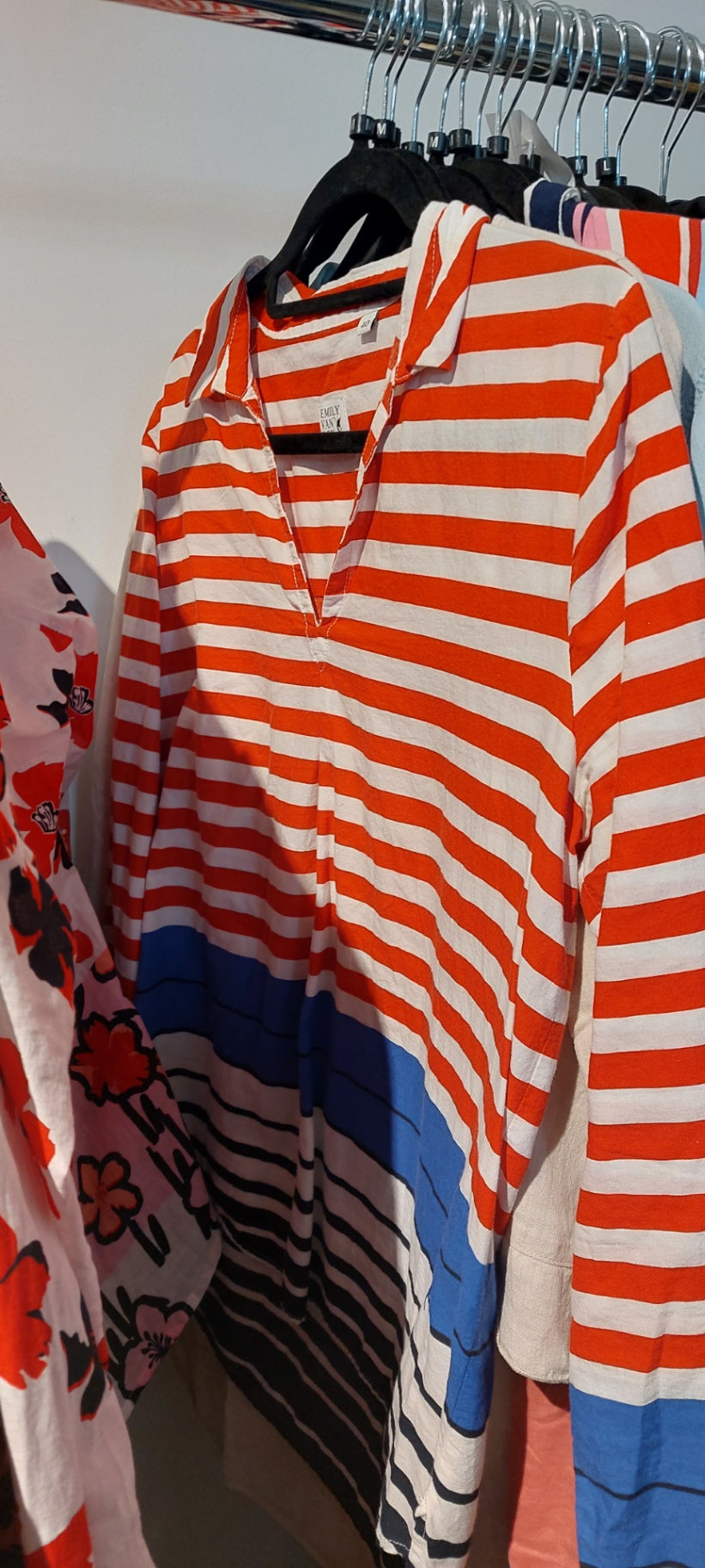Emily van den Bergh Bluse Rot, Weiß, Blau Gr.: 40