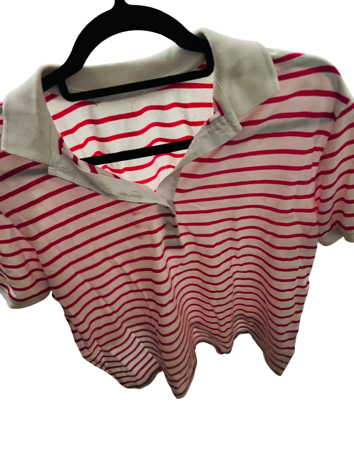 Polo Shirt Weiß mit roten Streifen Gr.: L