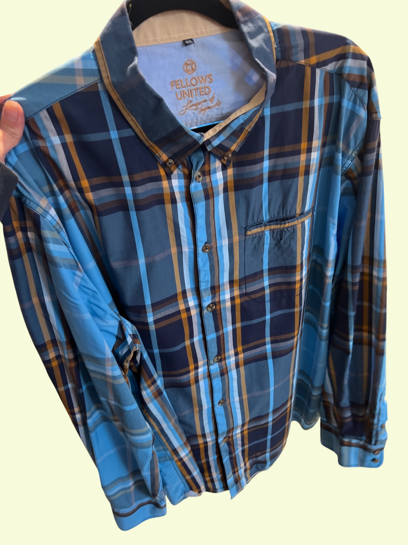 Fellows United Hemd Blau, Gelb, Gr.: XXL