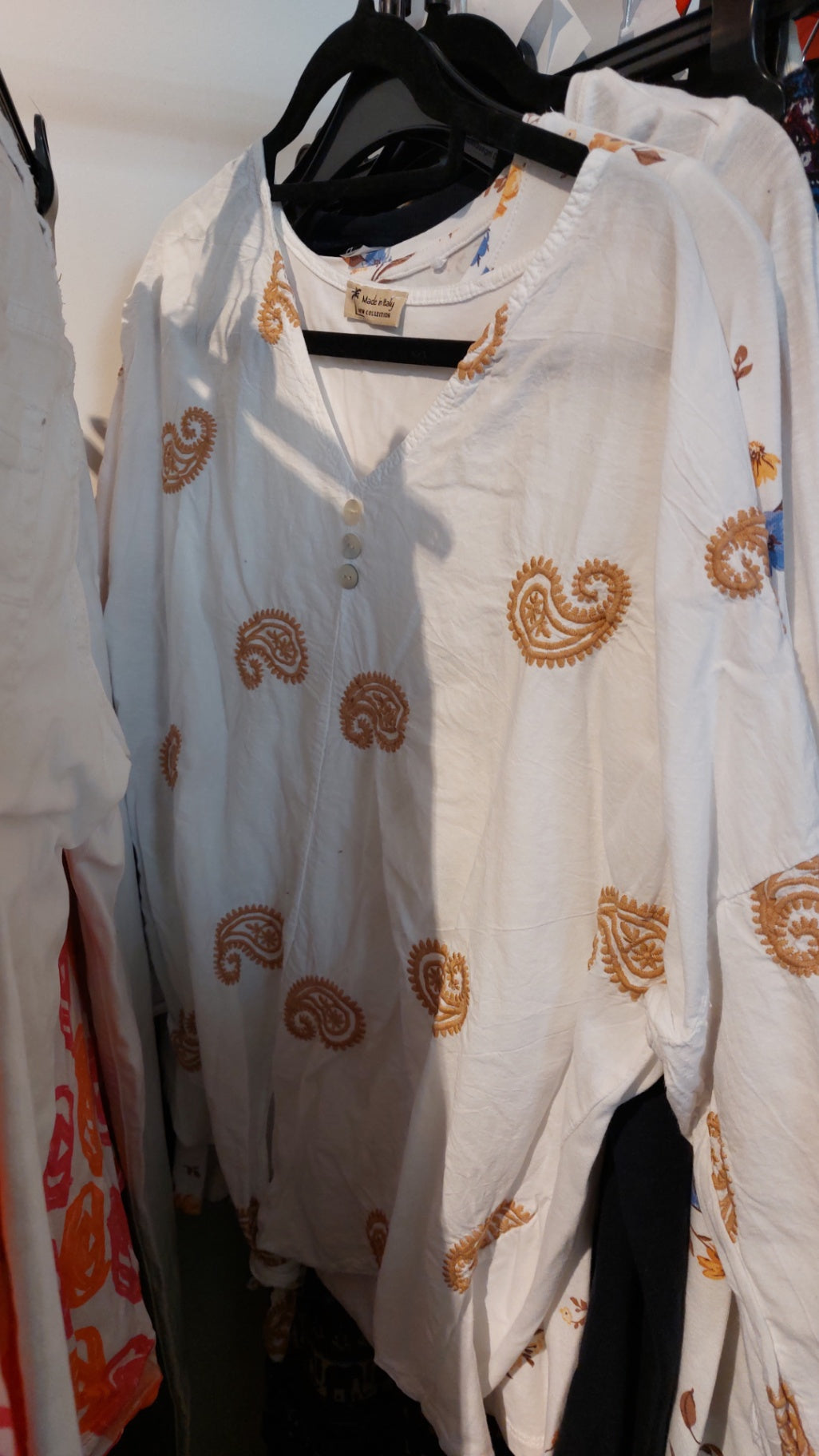 Made in Italy Bluse Weiß/Braun Gr.: M