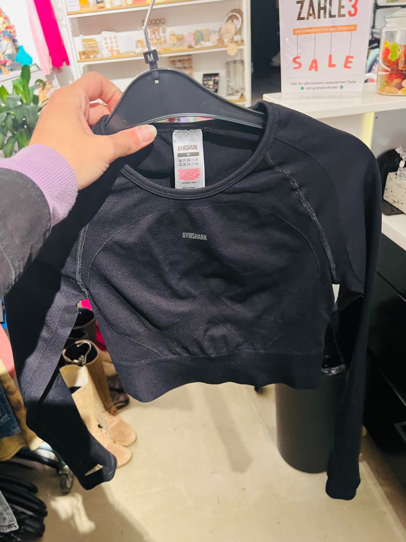 Gymshark Sport Shirt Schwarz Gr.: M