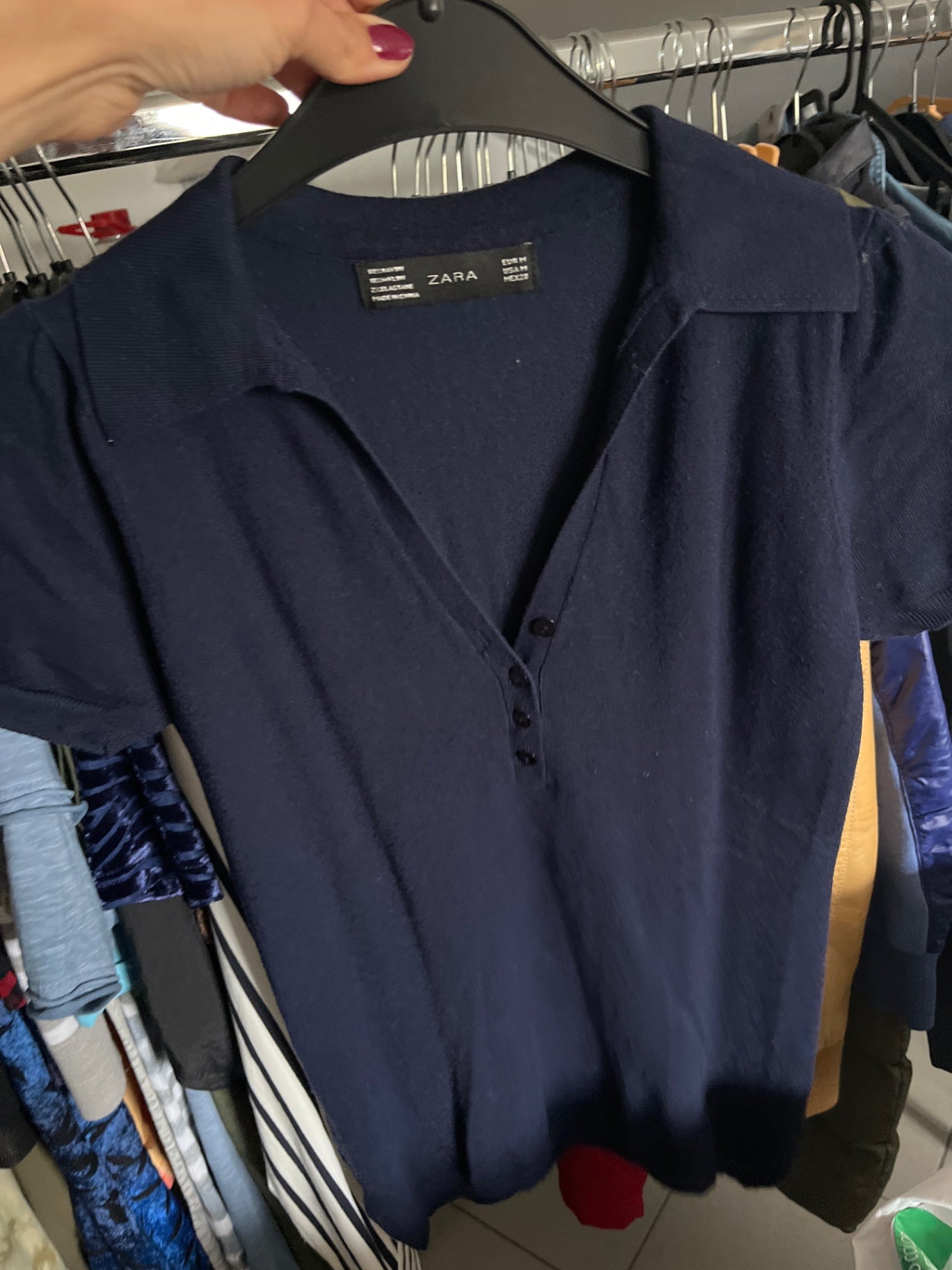 Zara Polo Shirt Dunkelblau Gr.: M