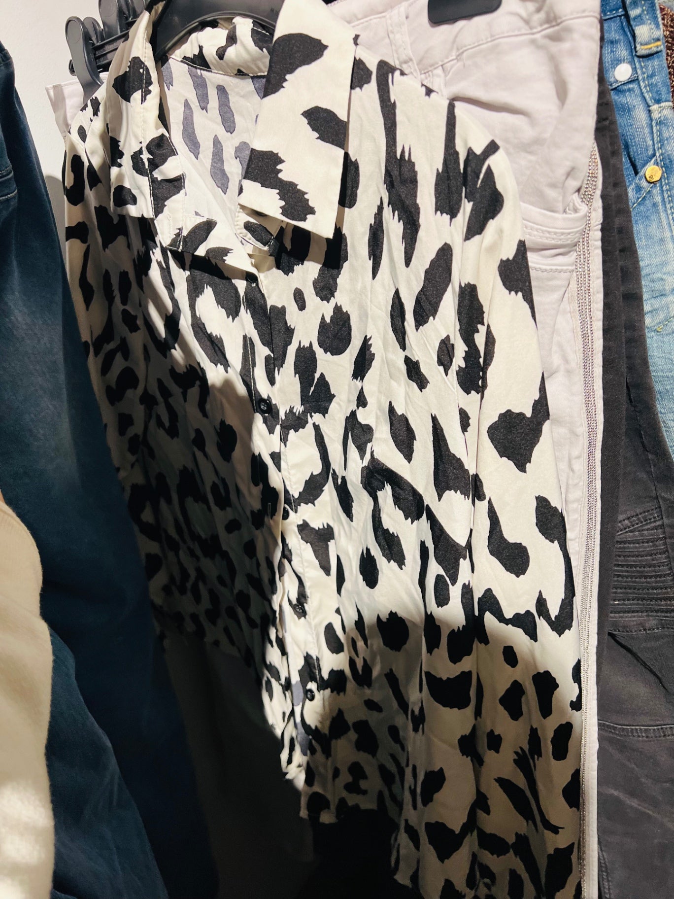 Bluse Weiß Leo-Prints Gr.: S