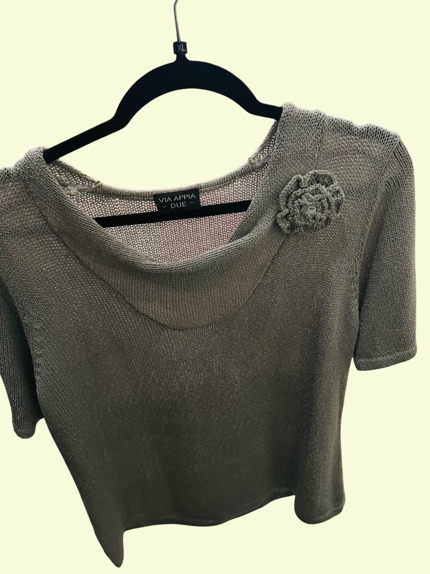 VIA APPIA Strick T-Shirt Grau Beige Gr.: XL