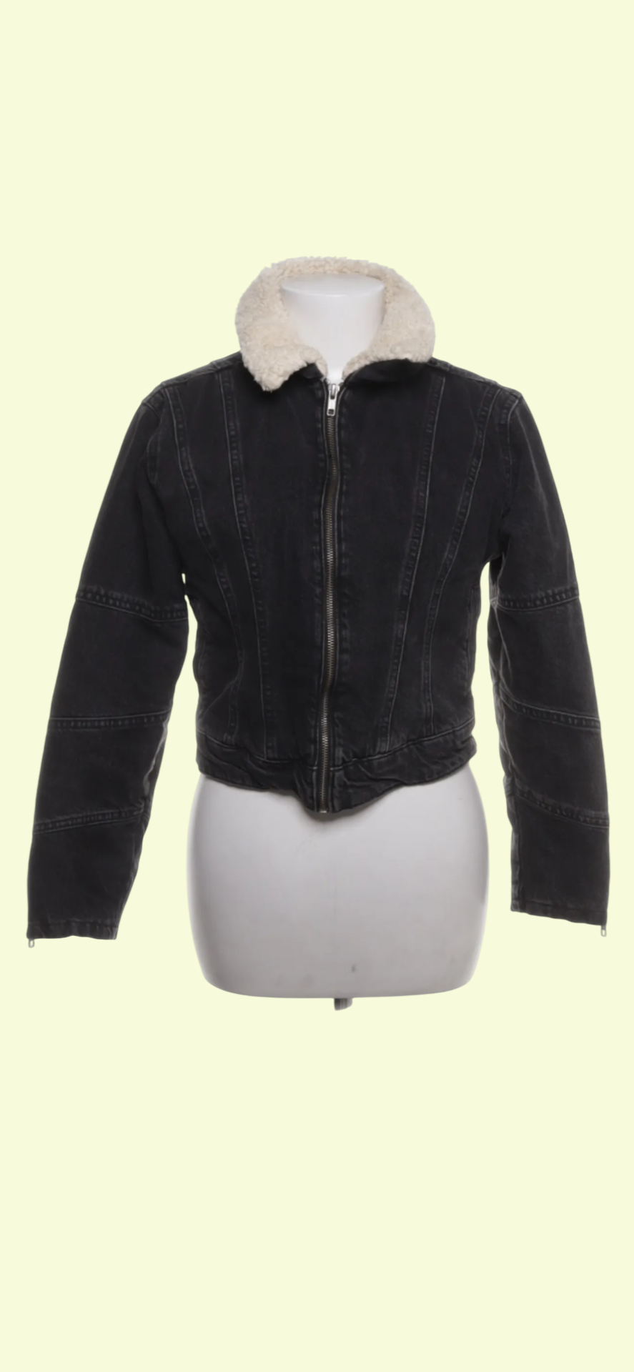 TOPSHOP Teddy Jeansjacke Schwarz Gr.: S