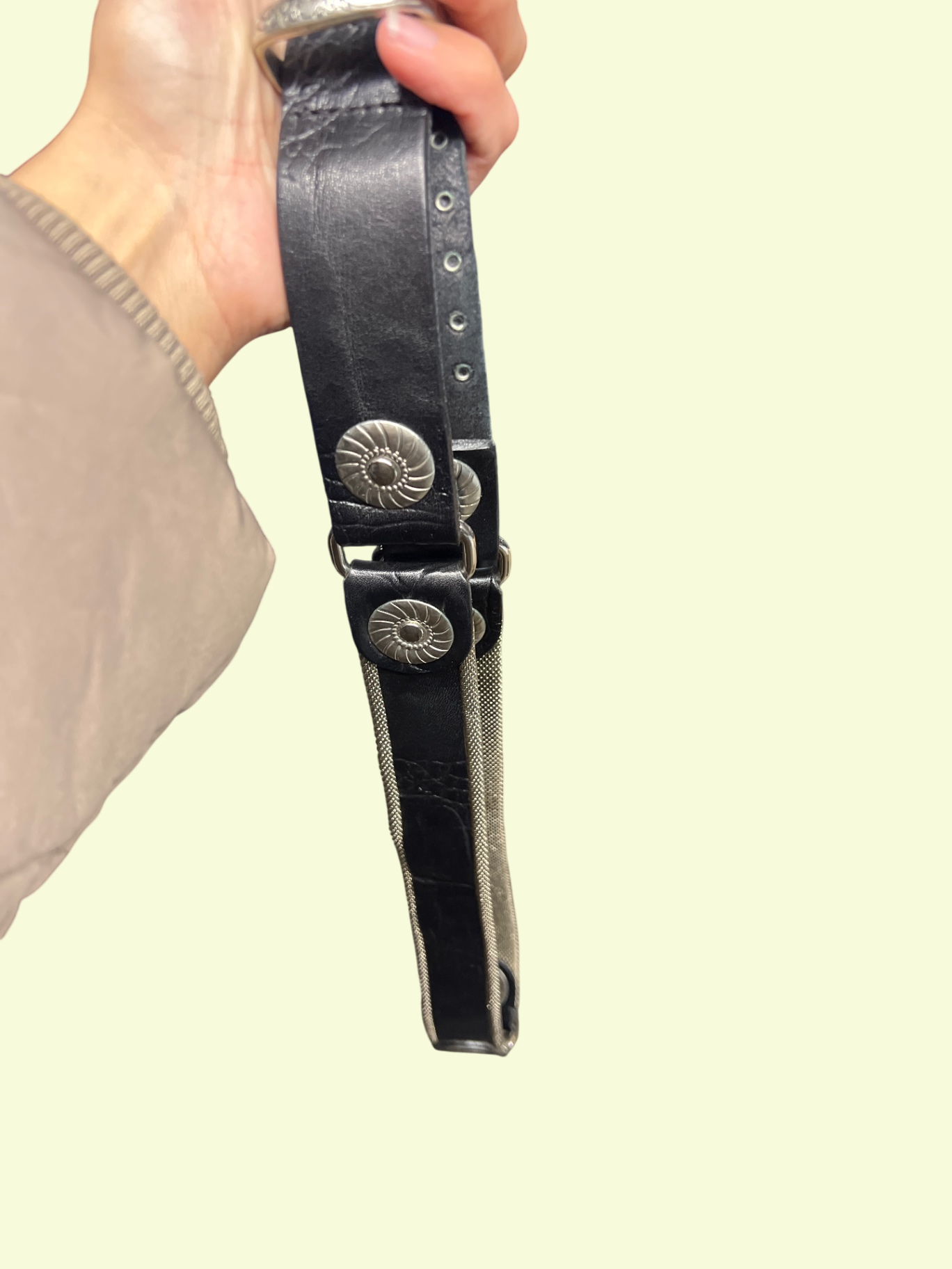 Gürtel Schwarz Silber Leder
