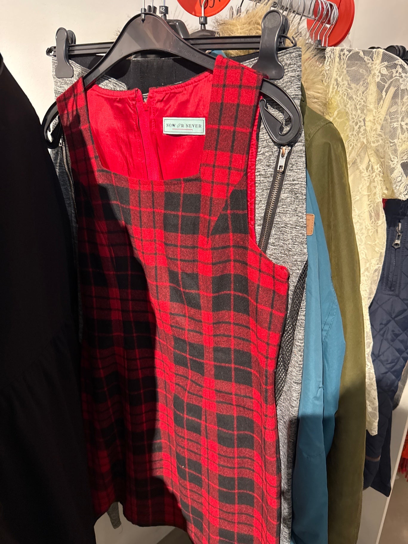 Now or Never Kleid Wolle,Rot kariert Gr.: S