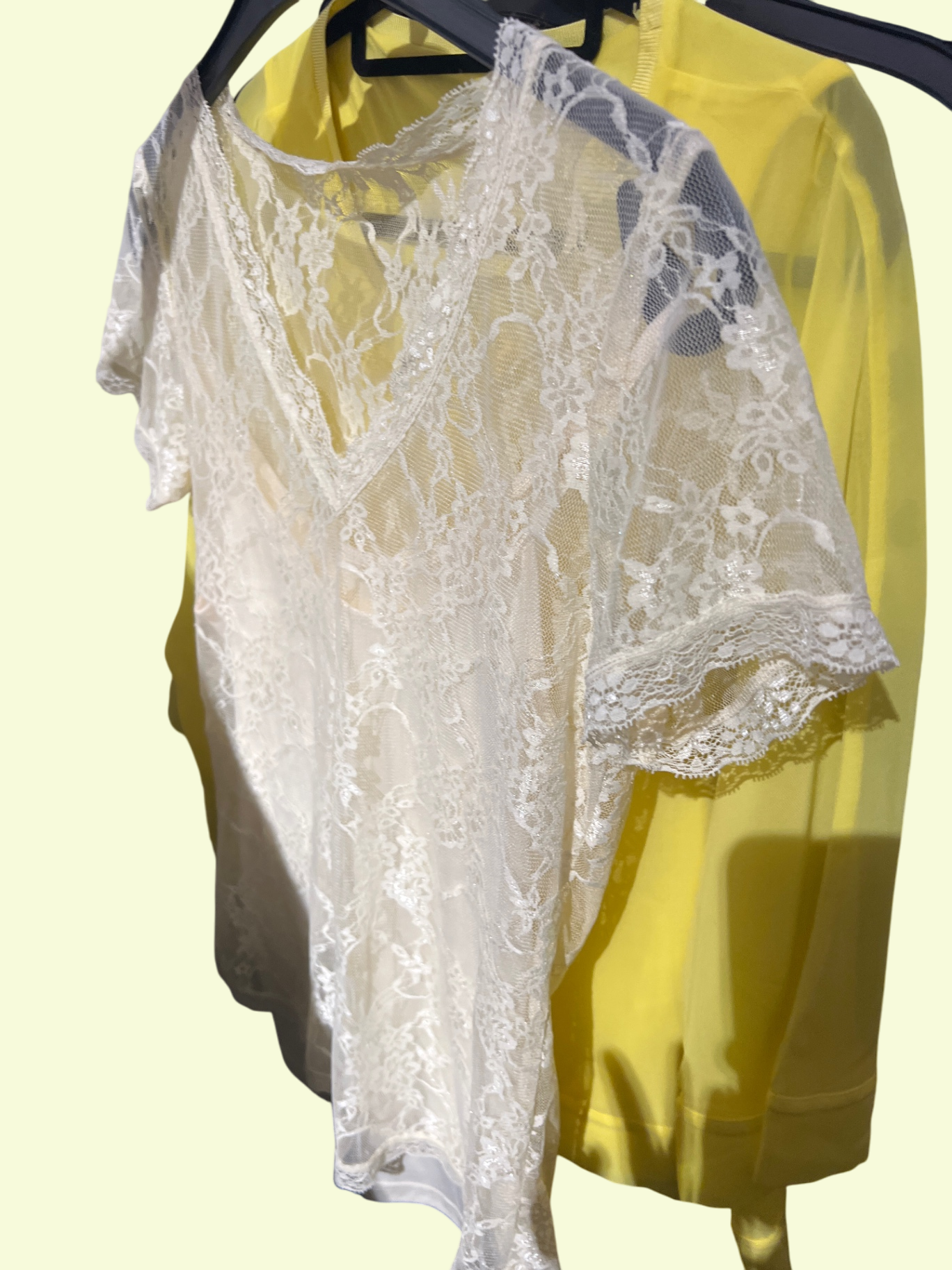 Spitzen T-Shirt Weiß Gr.: M